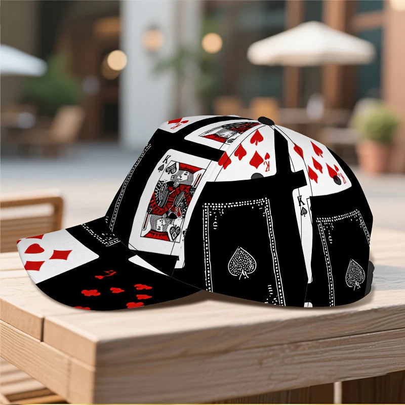 1pc Ace of Spades Design Baseball Cap - Black/Red/White Playing Card Chaos