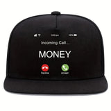 1pc Money Calling Printed Baseball Cap, Hip Hop Street Sports Flat Brim Hat