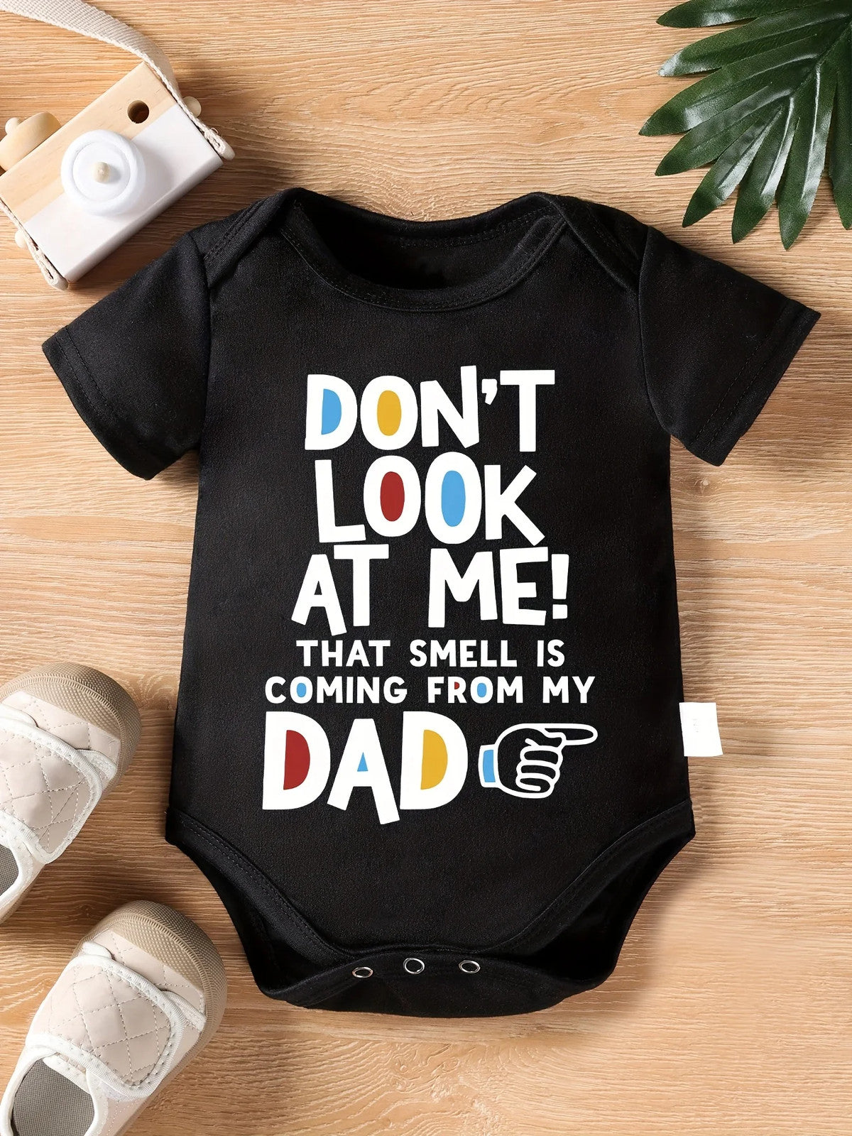 Boys "DON'T LOOK AT ME! THAT SMELL IS COMING FROM MY DAD Short-Sleeve Romper