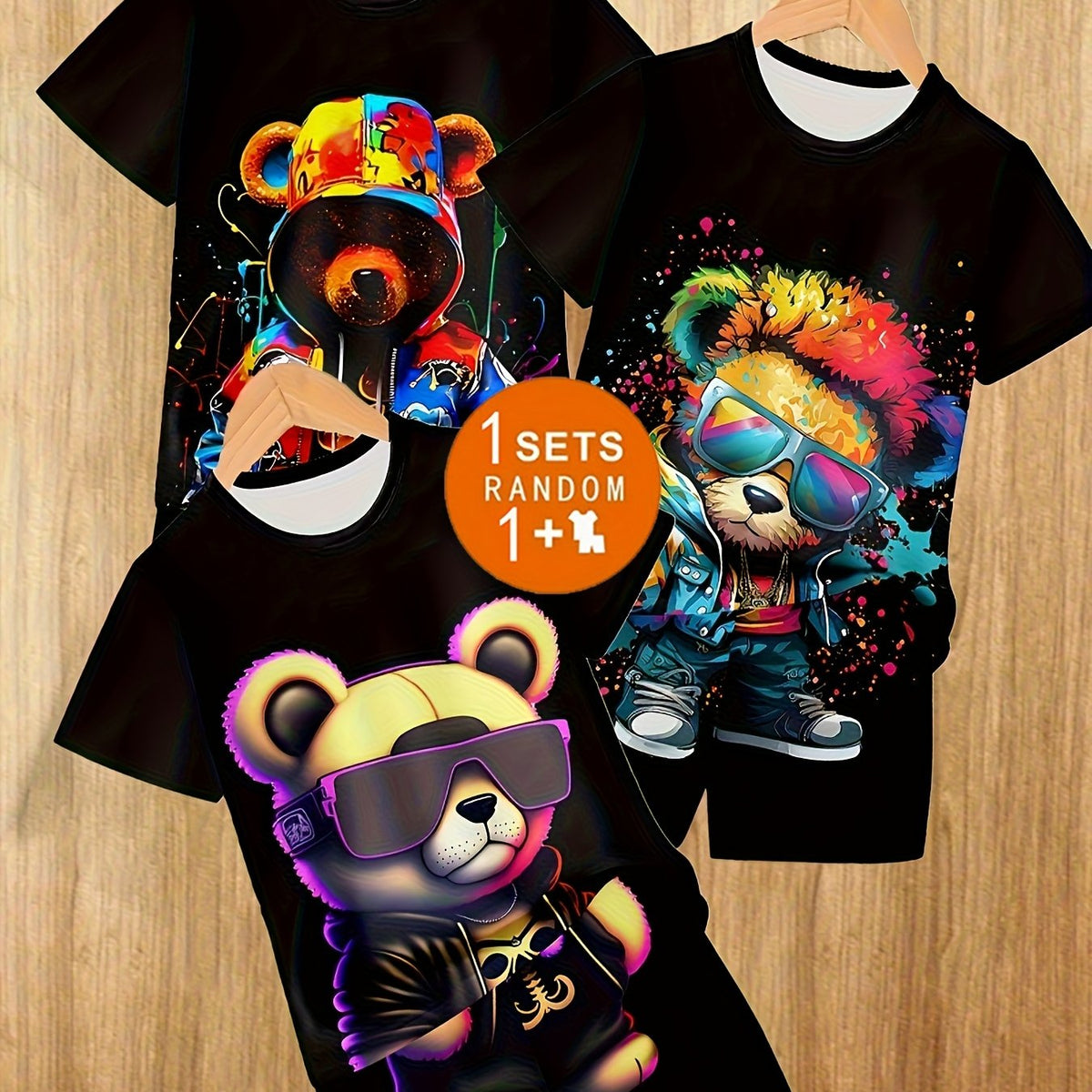 Boys Trendy 3D Printed Casual Short-sleeve T-shirt And Shorts Set