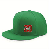 Adjustable Baseball Cap for Men & Women - Urban Street Style Flat Brim Hat with 23 & Chicago Red/White Design, Breathable Green Unisex Outdoor Summer Casual Cap, Hat for, Hand Wash Recommended