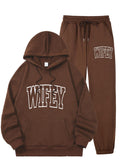 Women WIFEY Printed Hoodie Casual Long Sleeve Pocket Sweatshirt Set
