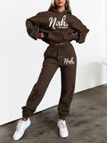 Women Casual Printed Hoodie and Sweatpants Set