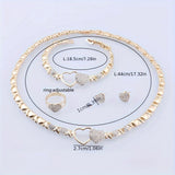 Women Rhinestone Heart-shaped Necklace Earrings Bracelet Ring