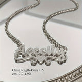 Customized Ash NK Chain 1pc Customized 201 201 Stainless Steel Name Necklace - Personalized Frosted Letter Pendant with Shiny Accents, Cuban Chain Jewelry Gift for Teenager and Teenager, Suitable for Casual Attire or Special