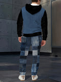 Men Casual Sports Outfit, 3D Printed Hoodie Denim Jogger Pants Set, Long Sleeves