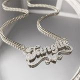 Customized Ash NK Chain 1pc Customized 201 201 Stainless Steel Name Necklace - Personalized Frosted Letter Pendant with Shiny Accents, Cuban Chain Jewelry Gift for Teenager and Teenager, Suitable for Casual Attire or Special