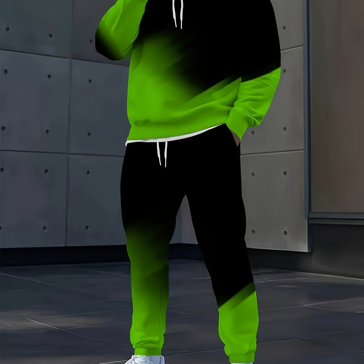 Two Men'S Plus-Size Casual Hooded Sportswear Sets, Featuring Ethnic Pattern Print Sweatshirts And Joggers.