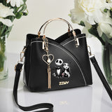 Jack Skellington & Sally Crossbody Bag Black Shoulder Purse Removable Strap, Coin Wallet Feature, and Heart-Shaped Pendant
