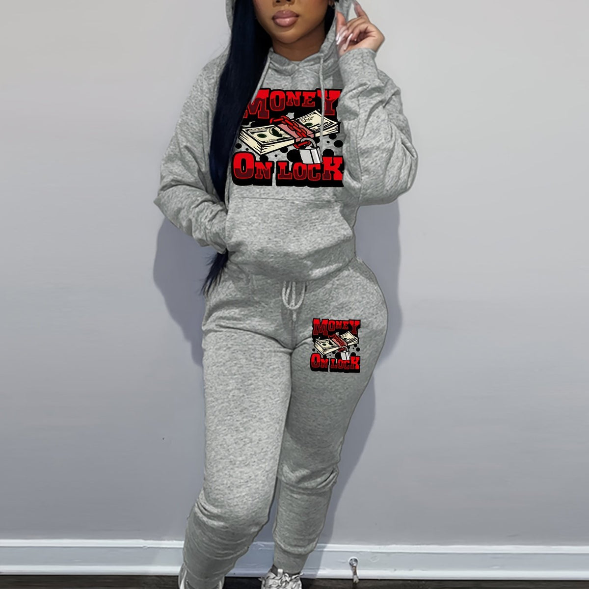 Teens & Adults Casual Polyester Hooded Tracksuit Set