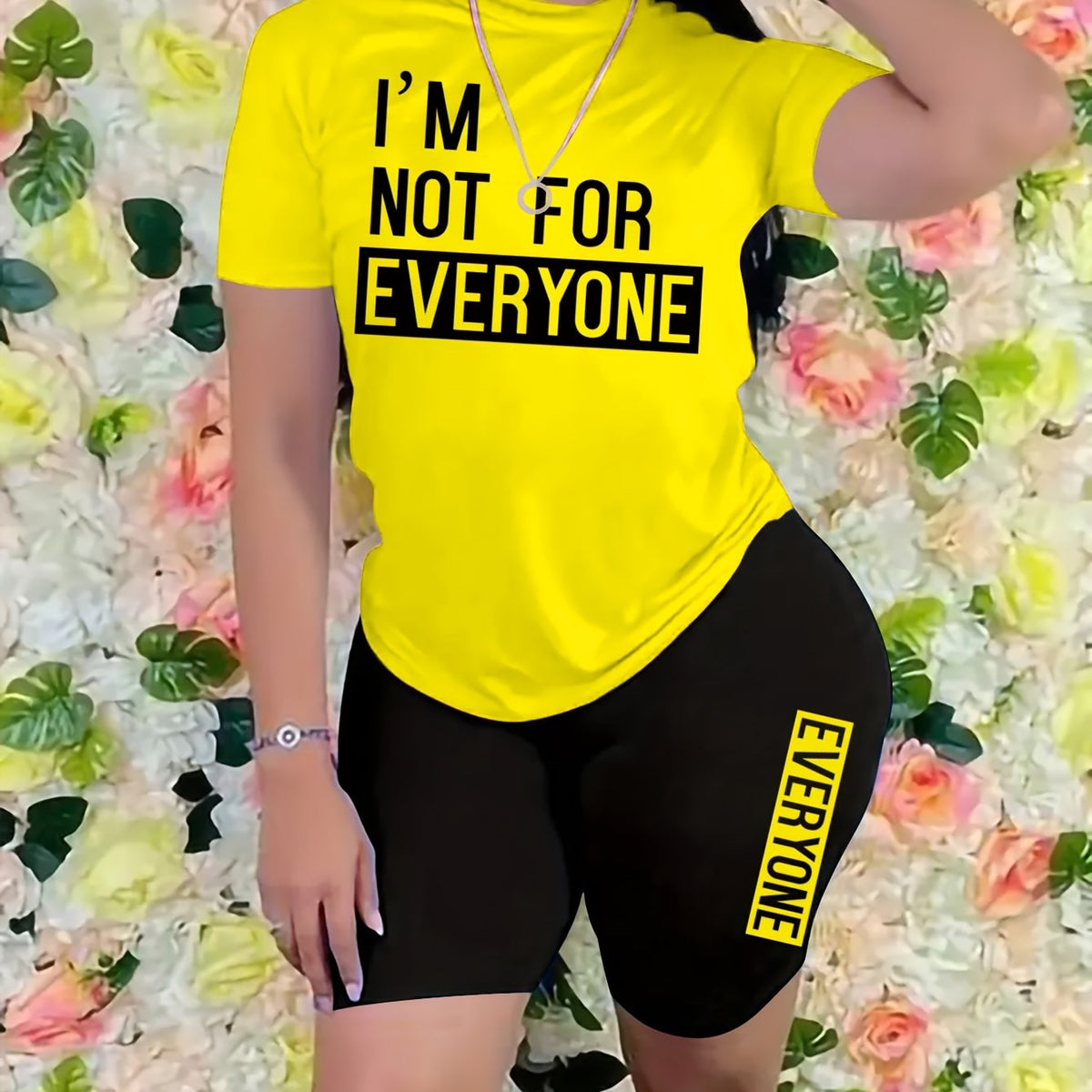 Women Casual Crew Neck Top and Shorts Set