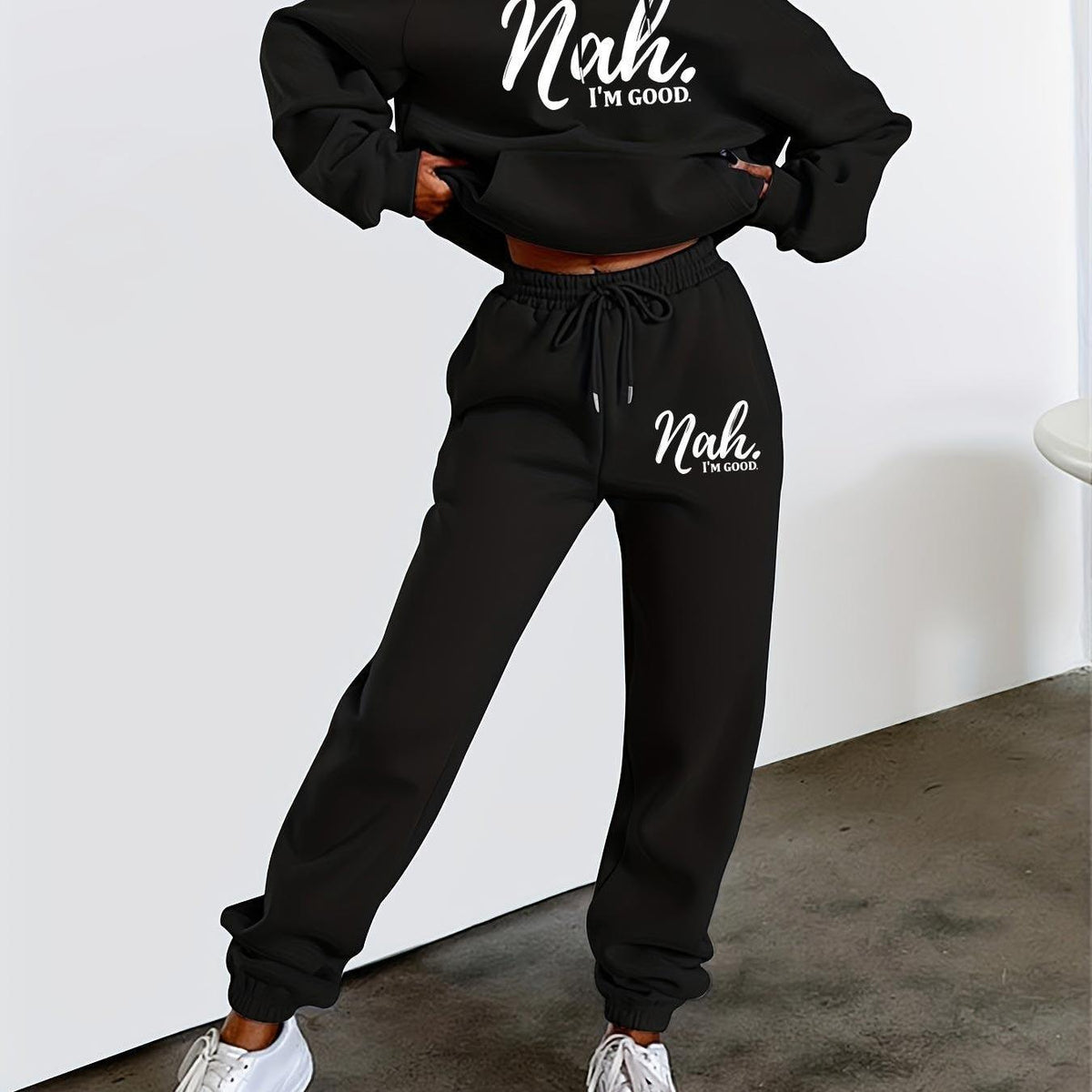 Women Casual Printed Hoodie and Sweatpants Set