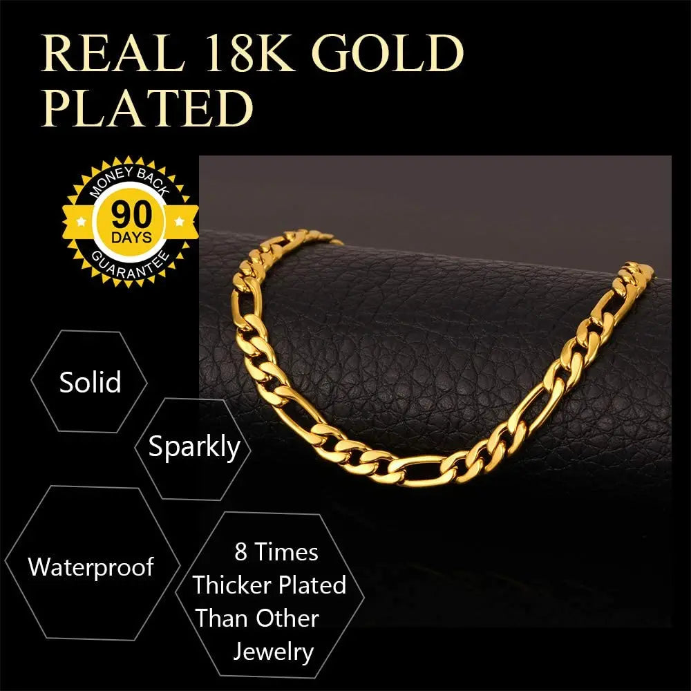 Stainless Steel Figaro Chain Cuban Link Necklace For Men Women Aestethic Colar Choker Collar Gold Color Jewelry DIY