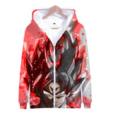 2023 High Quality Polyester Zip up Hoodie Anime DragonBall Print 3D Zip Hoodie Men's Sports Street Tie Dye Hoodie
