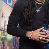 Personalized AK47 18K Gold Plated Rifle Charm HIP HOP Punk Jewelry Rope Chain ZIRCON Iced Out CZ Gun Pendant Necklace for Men