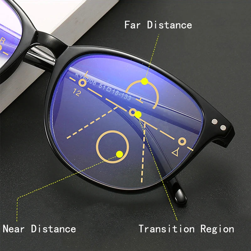 iboode Anti Blue Light Reading Glasses Men Progressive Multifocal Glasses Frame Women Near Far Sight Diopter +1.0 1.5 2.0 2.5 3