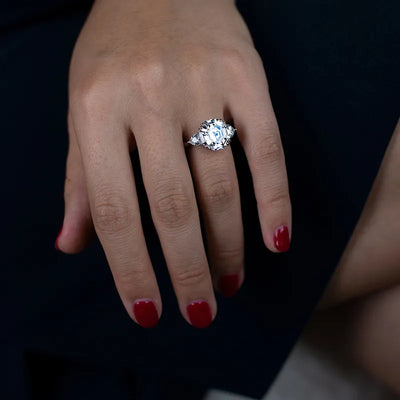 OEVAS 100% 925 Sterling Silver Created Moissanite Aqumarine Gemstone Wedding Engagement White Gold Ring Jewelry Gift Wholesale