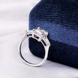 Tianyu S925 Fine Jewelry Engagement White 18K Gold Plated 3CT Moissanite Emerald Cut Women's 925 Sterling Silver Rings for Women