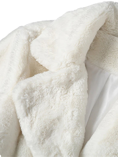 Lautaro Winter Long White Fluffy Warm Oversized Faux Fur Coat Women with Hood Lapel Sashes Loose Korean Fashion 2021 Outerwear