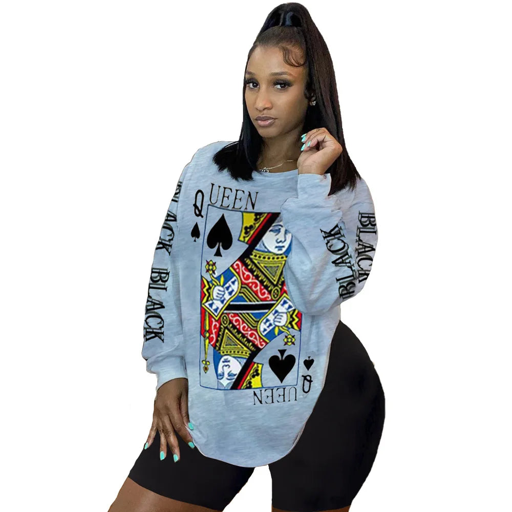 L-5XL plus size women clothing two piece set fashion trend streetwear long sleeve O-Neck top and shorts outfit Dropshipping