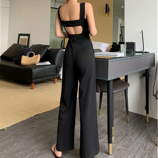 SMTHMA SummerJumpsuit Black High Quality Jumpsuit Womens Sexy backless Jumpsuits Rompers Casual Overalls Strap Solid Romper