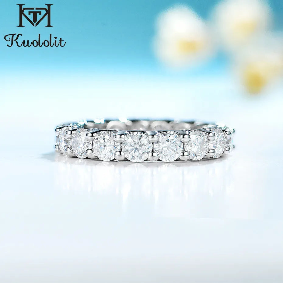 Kuololit 5 carat Brilliant Cut Moissanite Solid 10K 14K gold Ring for Women Solitaire Eternity Band Ring for Wedding Engagement