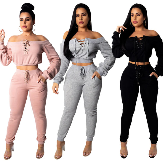 tracksuit for women two piece set long sleeve hoody pants 2 piece set for female winter two pieces sets women&