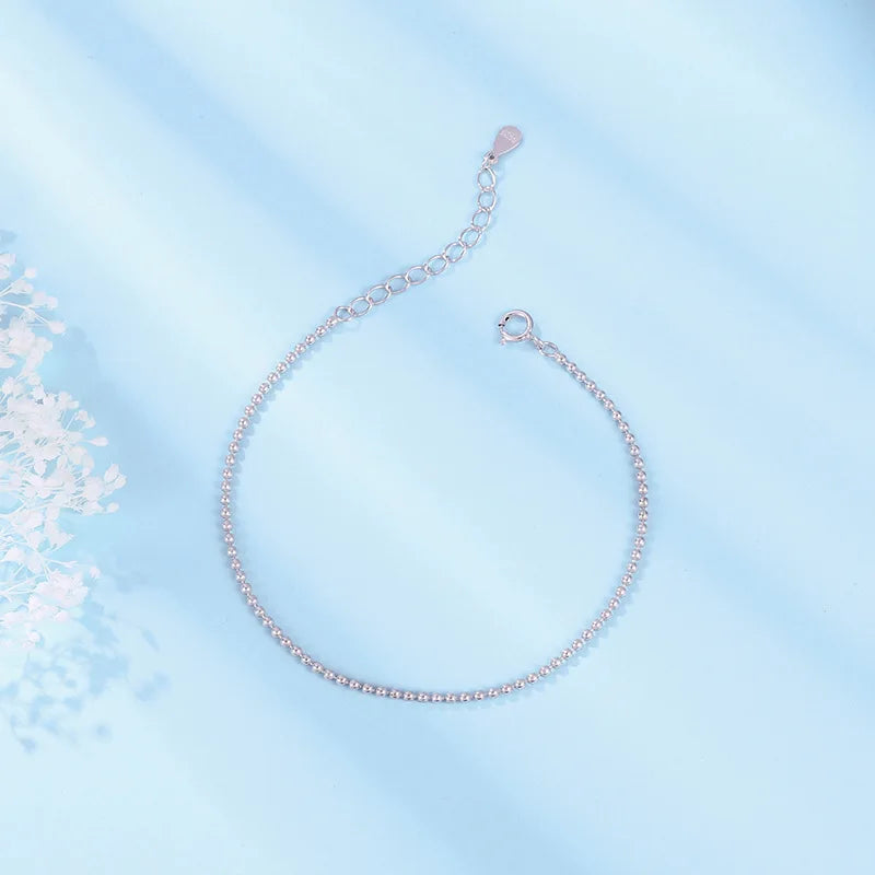 INZATT Classic Real925 Sterling Silver Bead Bracelet For Women Geometric Summer Metal Fashion Chain Jewelry Birthday Gift Bijoux