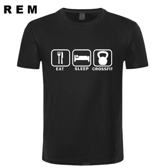 Eat Sleep Crossfit T Shirt Men 2016 Summer Short Sleeve Cotton Man Funny Crossfit T-shirts Tees Top Free Shipping