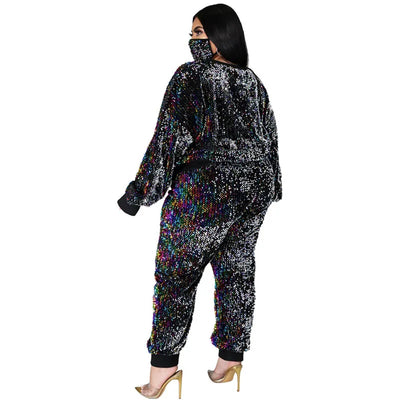 Winter  Plus Size S-5XL Clothing For Women Two Piece Set Sequins Birthday Outfit Joggers Tracksuit Wholesale Dropshipping 2021