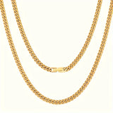USA 5mm Cuban Link 18K Real Gold Plated Miami Cuban Curb Necklace Hip Hop Jewelry 16/18/20/22/24 Inch Neck Chains for Men Women