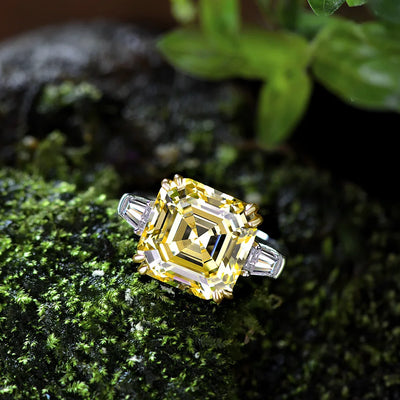 AIFAFA 100% 925 Sterling Silver Lab Grown Moissanite Lemon Yellow Diamonds Sapphire Gemstone Wedding Engagement Ring Jewelry