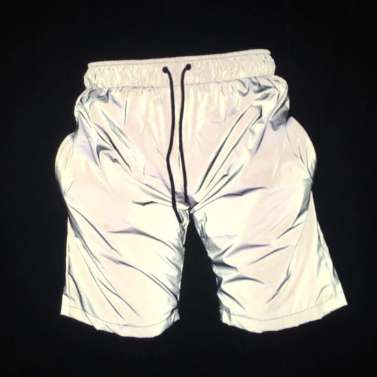 Garçon été décontracté réfléchissant hip hop shorts discothèque pantalons courts vêtements de sport hommes brillant conseil shorts bermuda masculino 3XL