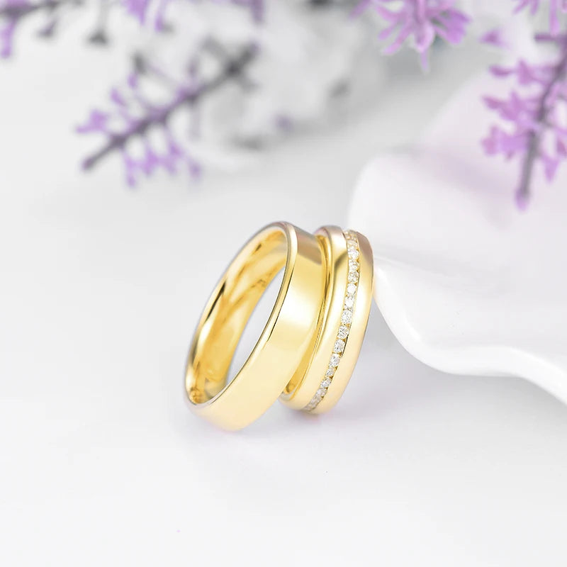 LANMI Rings For Lovers Solid 14K Gold Natural Diamonds Couple Rings Wedding Engagement Valentine's Day Best Gift Fine Jewelry