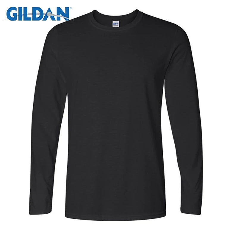 Big Size Cotton T Shirt Spring/Autumn Fashion Mens T-Shirt Homme Men's Long Sleeved O-Neck Solid Color Casual T-Shirts Tops Tees