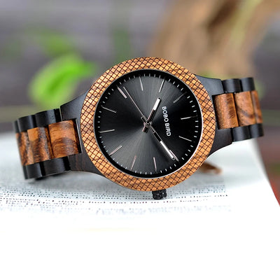 BOBO BIRD Men's Watch Sunglasses Set Wooden Timepieces Japan Movement Quartz Watches Men Great Gift reloj hombre