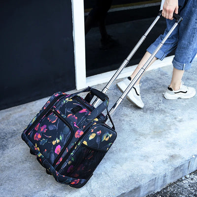New Fashion Luggage Metal Trolley Travel Bags Women&girls Flower Suitcase on Wheels Valise Bagages 16 inch carry on Handbag