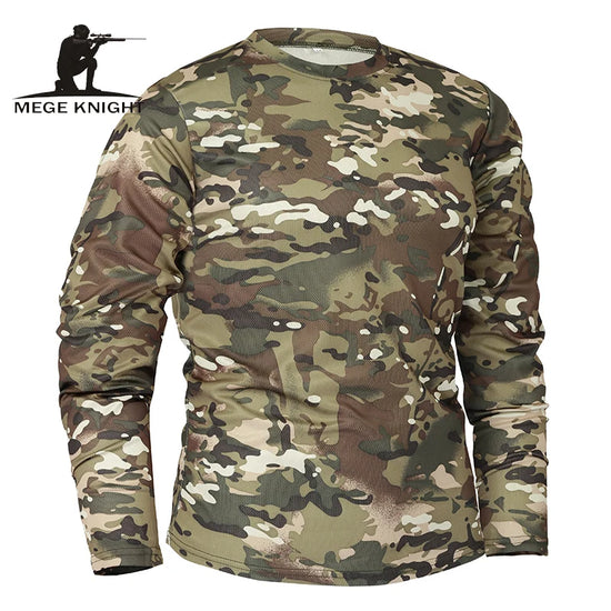 Mege marque vêtements nouveau automne printemps hommes à manches longues tactique Camouflage T-shirt camisa masculina séchage rapide militaire armée chemise