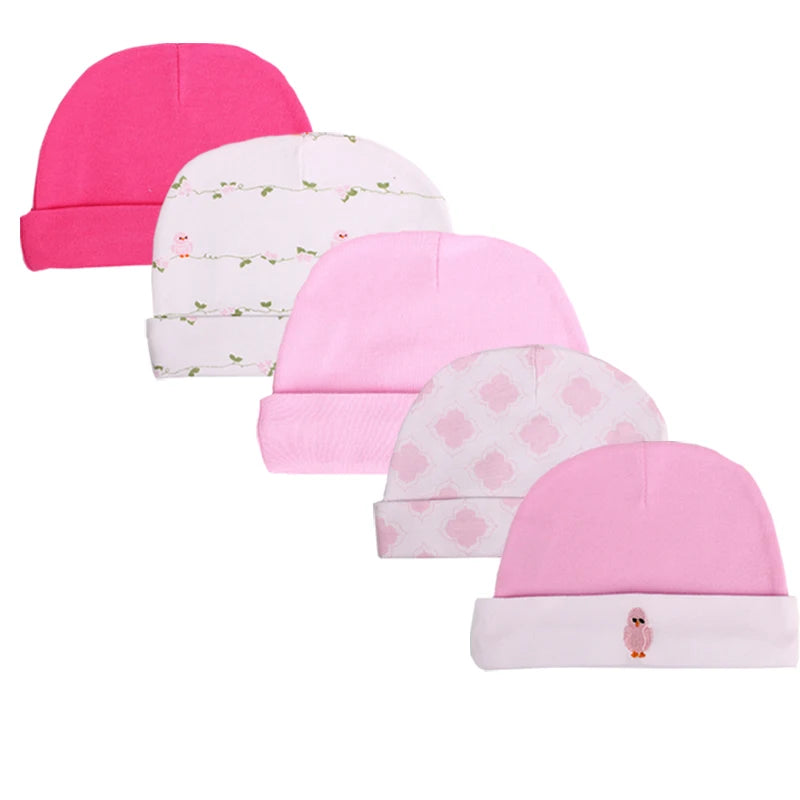 2022 Fashion Hot Sale Baby Bamboo Caps 3/5-pack for Boys Girls, newborn photography accessories Boy Hats Infant Caps,0-3 Months
