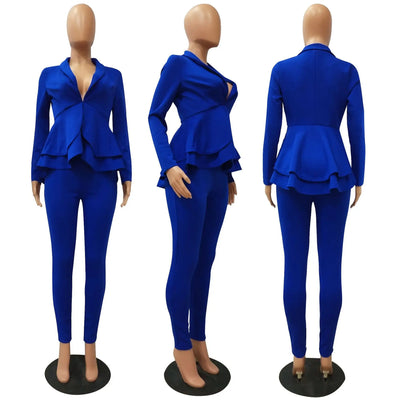 two piece set women office female 2 piece set for women long sleeve suit pants two pieces sets winter women's suits