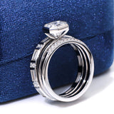 Tianyu Bridal Jewelry Stacking Bezel 18K Gold Filled 2CT Asscher Cut Diamond Moissanite Silver Engagement Wedding Rings Set