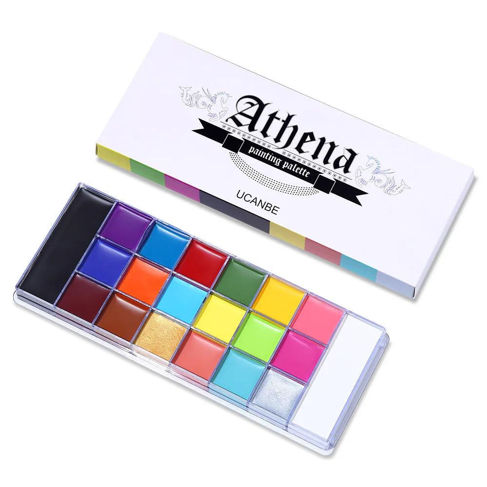 ucanbe 20-color Athena oil paint Halloween stage Party makeup watercolor face Body painting Safe Kids Flash Tattoo Art Halloween