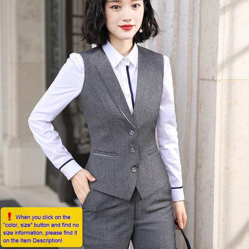 Lenshin Women Quality Suit Set Office Ladies Work Wear Women OL Pant Suits Formal Female Blazer Jacket  Vest trousers 3 Pieces