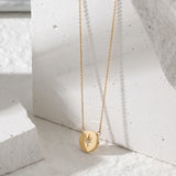 Stainless Steel Round Charm North Star Sun and Moon Necklace