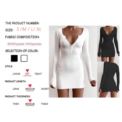 Women Bandage Dress White Sweater Knitted Mini Dresses for Women Party Autumn Long Sleeve Sexy Club Dress