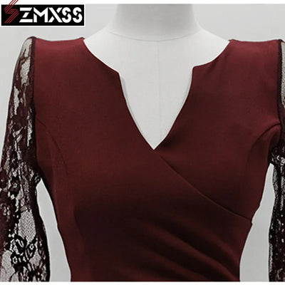 SZMXSS 2021 Korean Version Autumn New Women's Clothing V-Neck Pleated Slim Printed Pencil Dress Long-Sleeved Mini Dresses
