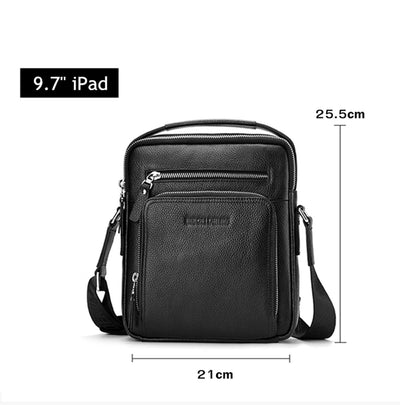 BISON DENIM Genuine Leather Men Bags Ipad Handbags Male Messenger Bag Man Crossbody Shoulder Bag Men's Travel Bags N2333