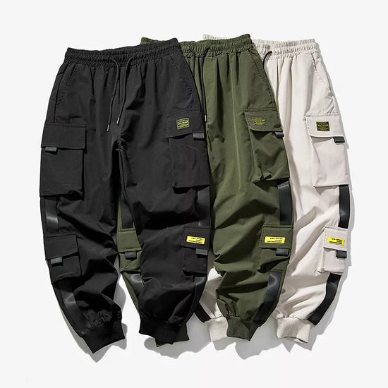 2023 New Hip Hop Joggers Cargo Pants Men Harem Pants Multi-Pocket Ribbons Man Sweatpants Streetwear Casual Mens Pants S-5XL