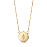 Stainless Steel Round Charm North Star Sun and Moon Necklace