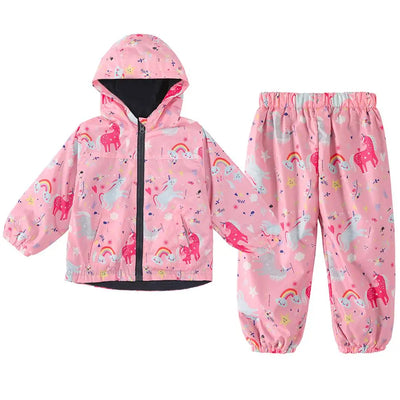 LZH Children Clothing Autumn Winter Kids Boys Clothes Raincoat Waterproof Dinosaur Coat+Pant Outfit Suit For Girls Clothing Sets